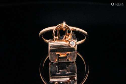 Hermes 18K and Diamond Amulettes Constance Ring