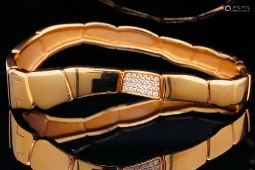 Hermes Diamond and 18K Rose Gold Niloticus Bangle