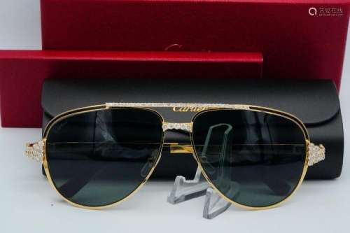 Cartier 8.00ctw Diamond Gold Frame Santos Sunglasses