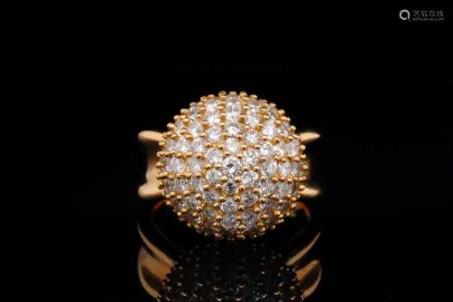 4.50ctw SI1-SI2/G-H Diamond and 18K Diamond Ball Ring