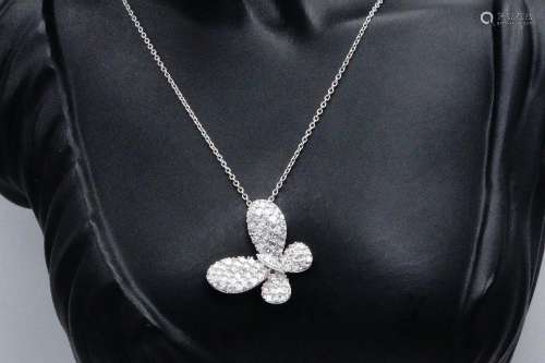 3.10ctw VS1-VS2/G-H Diamond 18K Butterfly Necklace