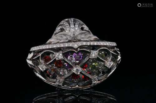 Magerit 4.95ctw Multi-Gemstone & Diamond 18K Ring