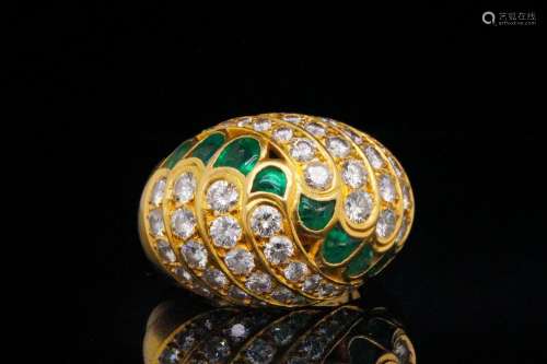 Piaget 2.25ctw Diamond, 2.00ctw Emerald and 18K Ring