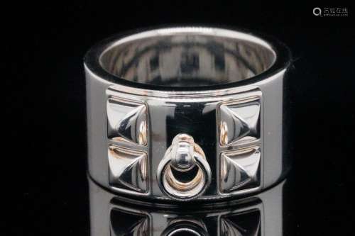 Hermes Solid Sterling Silver Collier de Chien Ring