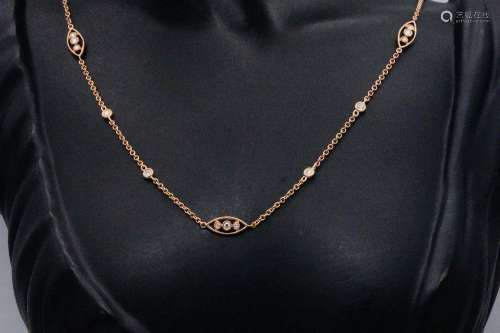 Solid 18K Rose Gold and 0.60ctw Diamond 18" Necklace