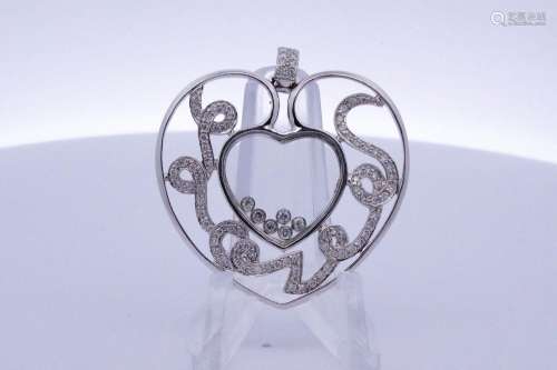 18K White Gold and 0.75ctw Diamond Heart Pendant