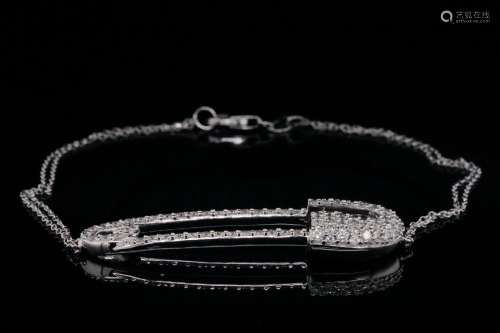 1.00ctw SI1-SI2/G-H Diamond 18K Safety Pin Bracelet
