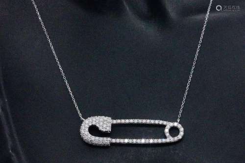 1.00ctw SI1-SI2/G-H Diamond 18K Safety Pin Necklace