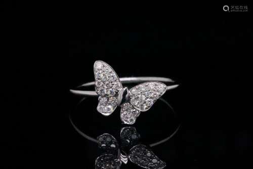 18K White Gold and 0.25ctw Diamond Butterfly Ring