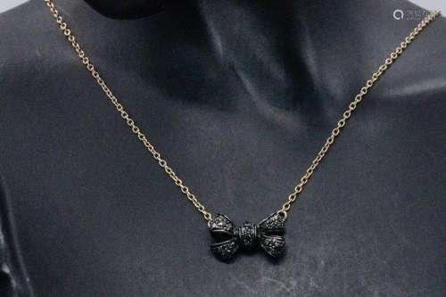 Pomellato 0.30ctw Black Diamond & 18K Bow Necklace