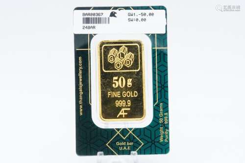 50 Gram 999.9 Gold (24K) Bullion Bar (Sealed)