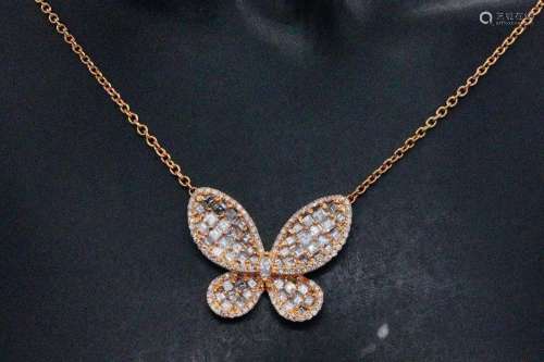 2.00ctw VS1-VS2/H-J Diamond 18K Butterfly Necklace