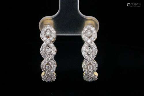 2.00ctw SI1-SI2/G-H Diamond and 14K Hoop Earrings