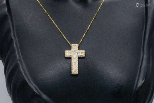 1.50ctw SI1-I1/G-H Diamond and 14K Cross Necklace