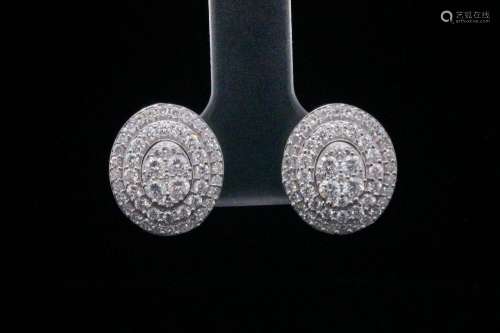 1.00ctw Diamond and 14K White Gold 0.50" Earrings
