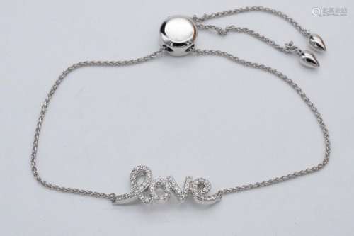 14K White Gold and 0.25ctw Diamond "Love" Bracelet