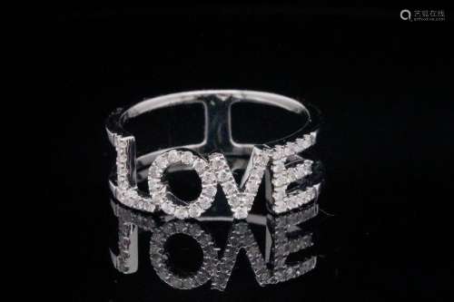 14K White Gold and 0.35ctw Diamond "Love" Ring
