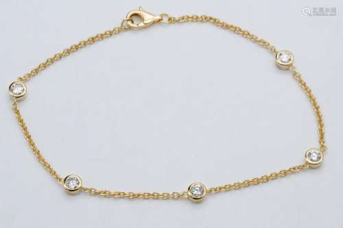 14K Yellow Gold and 0.55ctw Diamond 7" Bracelet