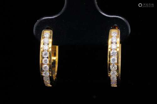 14K Yellow Gold and 0.50ctw Diamond Earrings