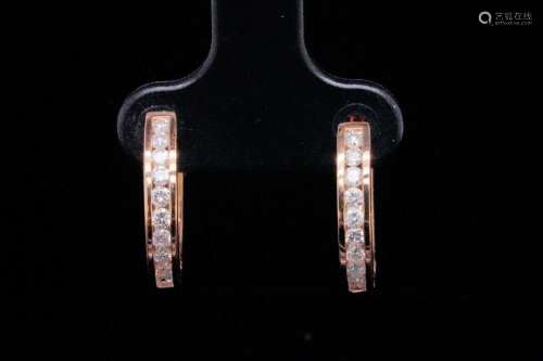 14K Rose Gold and 0.50ctw SI1-SI2/G-H Diamond Earrings