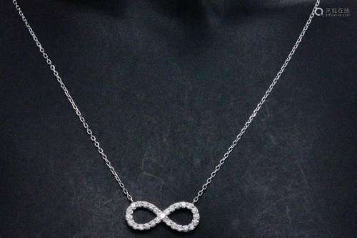 14K White Gold and 0.30ctw Diamond Infinity Necklace