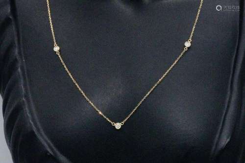 14K Yellow Gold and 0.15ctw Diamond 16" Necklace