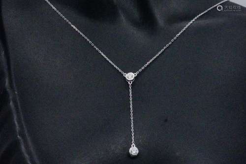 14K White Gold and 0.20ctw Diamond 16" Necklace