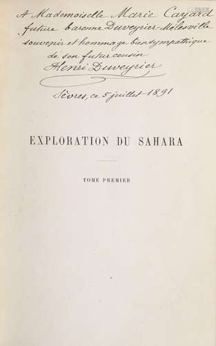 DUVEYRIER (Henri). Les Touaregs du nord. Paris, Challamel Aî...