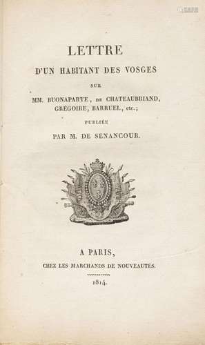 SENANCOUR (Étienne Pivert de). Lettre d`un habitant des Vosg...