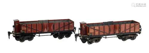 Märklin (Allemagne), échelle O, 2 wagons marchandise type go...