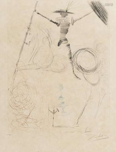 Salvador Dali (1904-1989), "Don Quichotte", pointe...