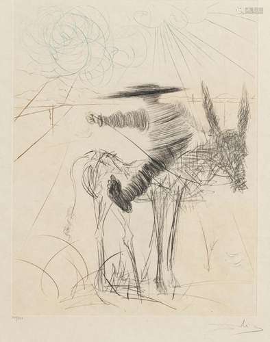 Salvador Dali (1904-1989), "Don Quichotte", pointe...