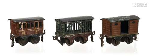Märklin (Allemagne), échelle O, 1 wagon marchandise, 1 wagon...