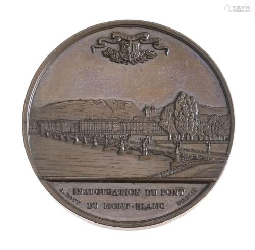Inauguration du pont du Mont-Blanc, médaille commémorative e...