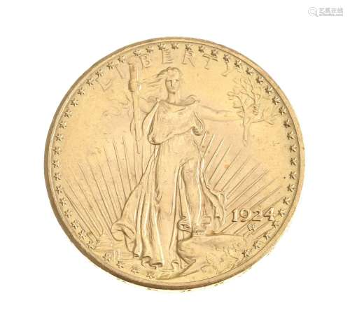 20 dollars 1924 en or, type St. Gaudens, Philadelphie, diam....