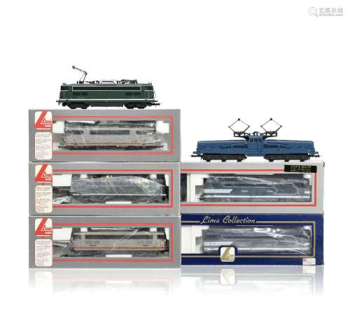 Lima (Italie), échelle HO, lot de 7 locomotives de la S.N.C....