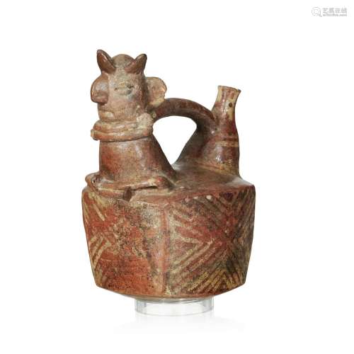 Vase anthropomorphe à pont et panse cubique, culture Vicús, ...