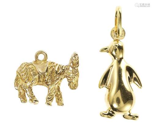 Lot de deux pendentifs, l'un à motif d'âne et l'autre à moti...