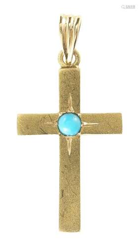 Pendentif à motif de croix centrée d'une turquoise taille ca...