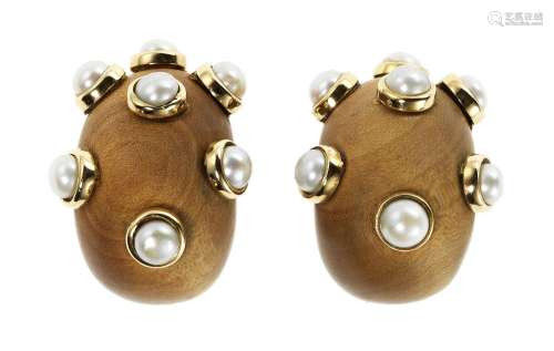 L'Orée du Bois, clips d'oreilles sertis de demi-perles<br />...
