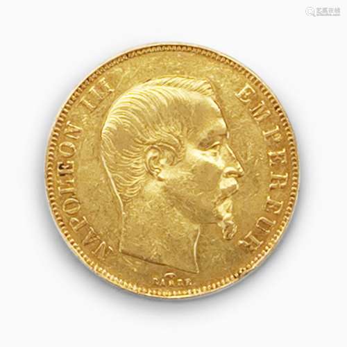 Pièce de 50 francs Second Empire datée de 1852<br />
Or 900