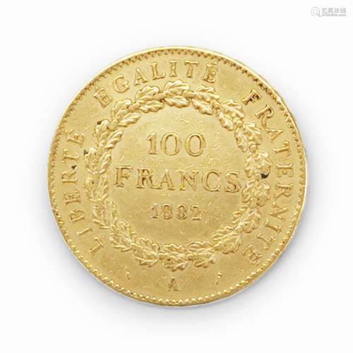 Pièce de 100 francs République Française datée de 1882<br />...