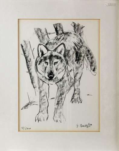 George Bressler (XXe s)<br />
Le loup, gravure, signée et nu...