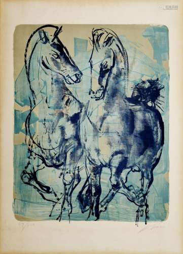 Hans Erni (1909-2015)<br />
Chevaux, lithographie, signée et...