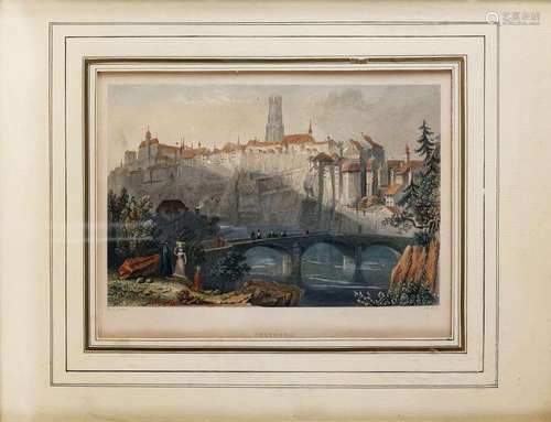 William Henry Bartlett (1809-1854)<br />
Vue de Fribourg, gr...