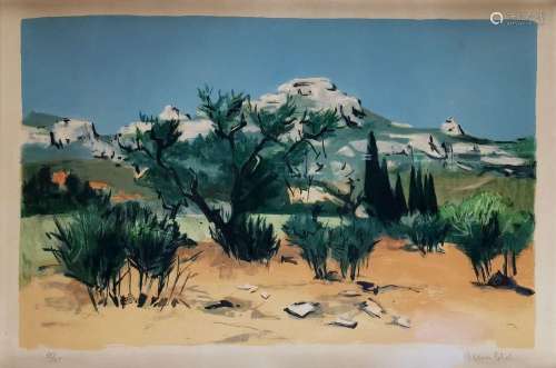 Robert Humblot (1907-1962)<br />
Paysage du sud, lithographi...