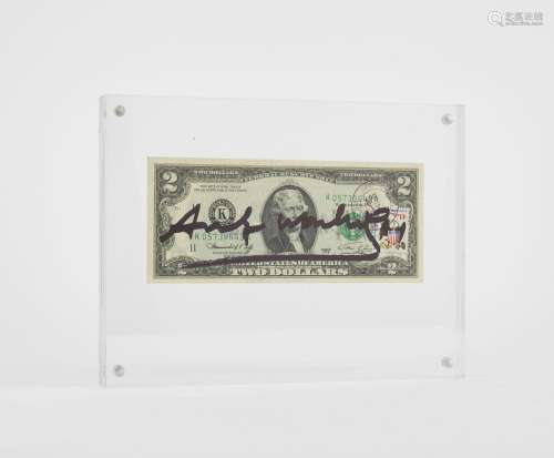 Andy Warhol (1928-1987)<br />
Two dollars, billet K05739643A...
