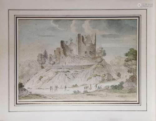 Johann Ludwig Aberli (1723-1786)<br />
Paysage de ruines ani...
