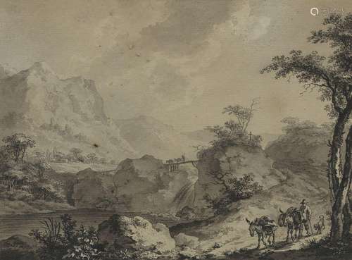 Adrian Zingg (1734-1816)<br />
Chemin muletier devant un tor...