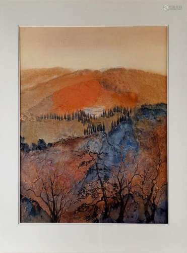 Johann Peter Pernath (1941)<br />
Paysage d'automne, aquarel...
